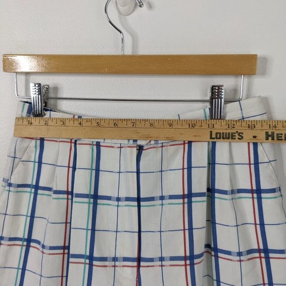 VINTAGE David Smith Womens White Plaid Pleated Shorts Size 14 - Made in USA - Picture 9 of 12